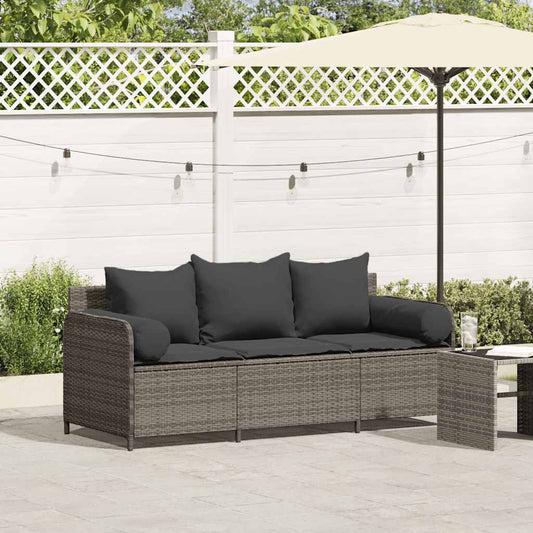 Garden Sofa with Cushions 3-Seater Poly Rattan