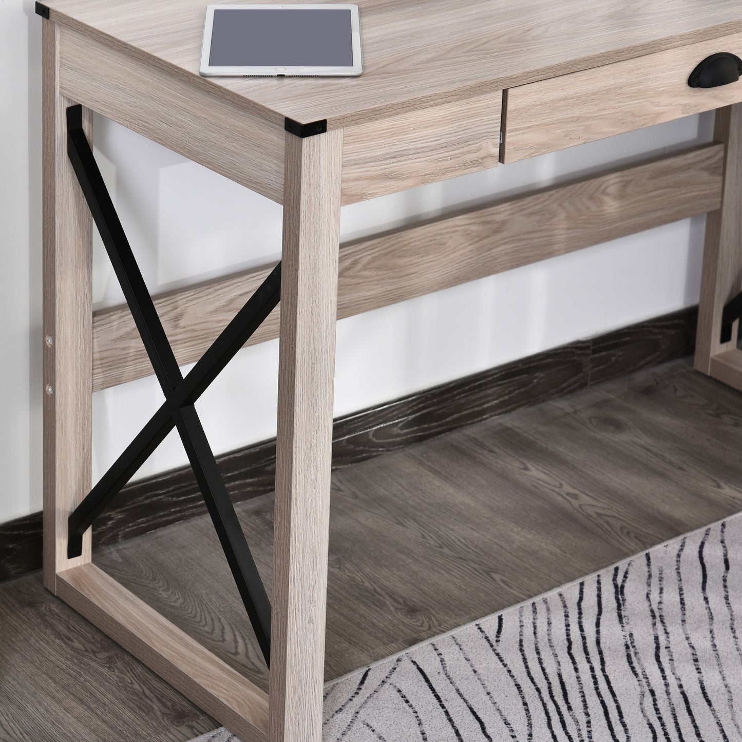 44 inch Home Office Computer Desk, Rustic Writing Desk, Farmhouse Workstation with Storage Drawer, X-Frame