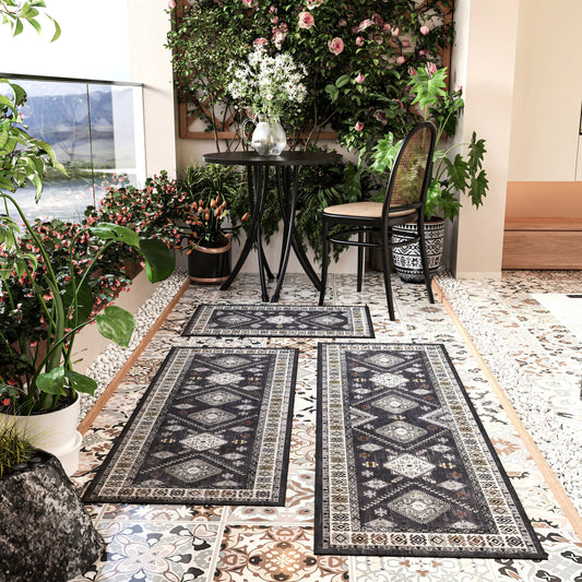 Boho Kitchen Rug Sets 3 Piece With Runner Non Slip Kitchen Rugs And Mats Washable Kitchen Mats For Floor Thick Kitchen Floor Mat Carpet Runner Rugs For Hallway Laundry Holiday Decor