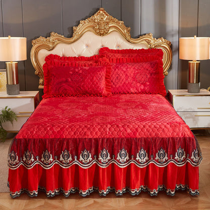 Single Piece Short Plush Bed Cover Bed