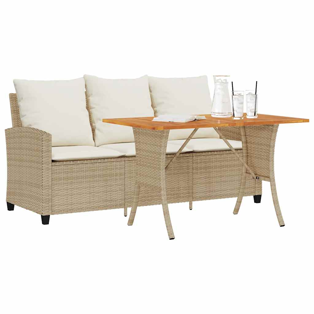 3-seater garden sofa with cushions & table, poly