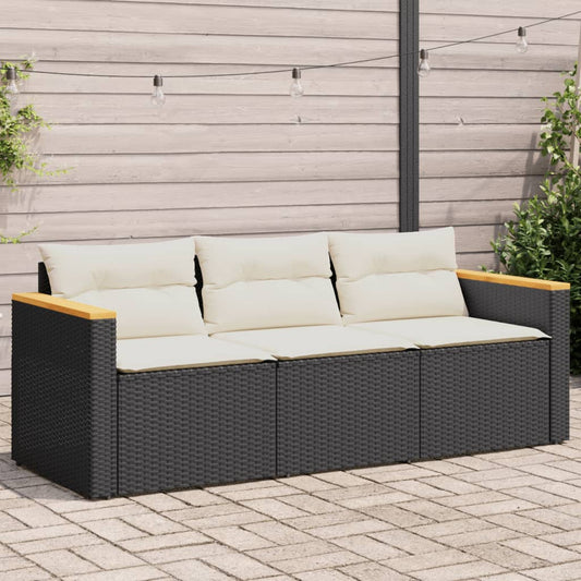 Garden Sofa with Cushions 3-Seater Poly Rattan